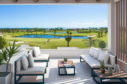 Appartementen met zicht op zee en de golfbaan in La Serena Golf, Los Alcázares