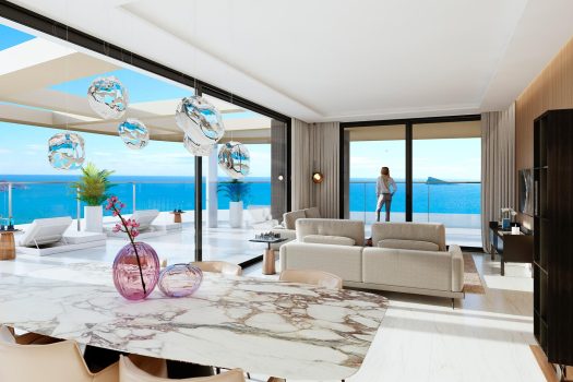 Luxe appartementen met zeezicht op alle verdiepingen en 50 meter van het strand in Benidorm